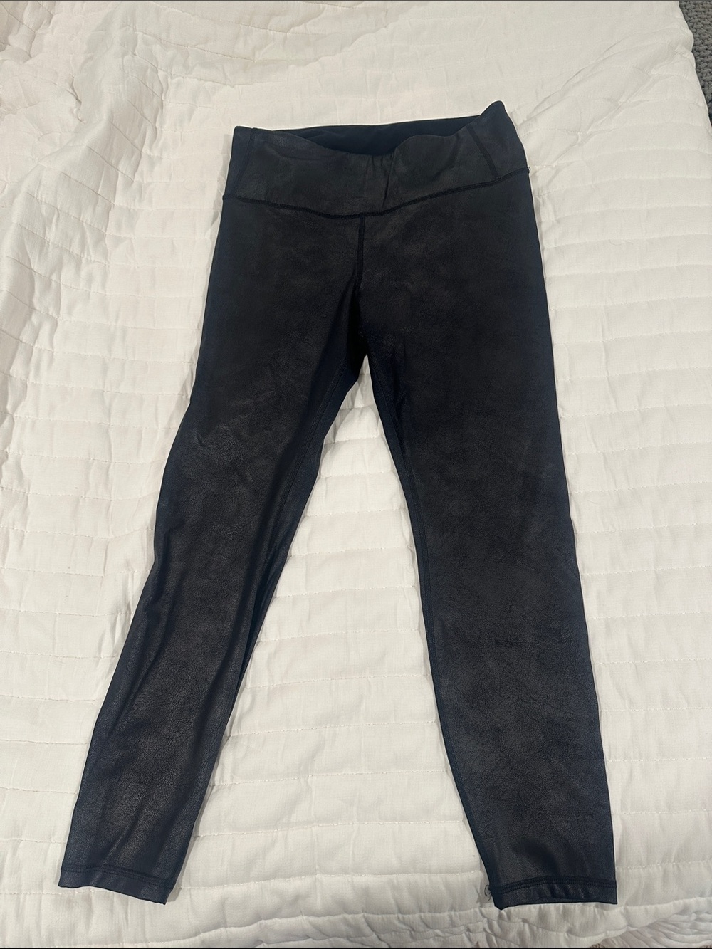 CRZ YOGA Black Faux-Leather Womens Leggings